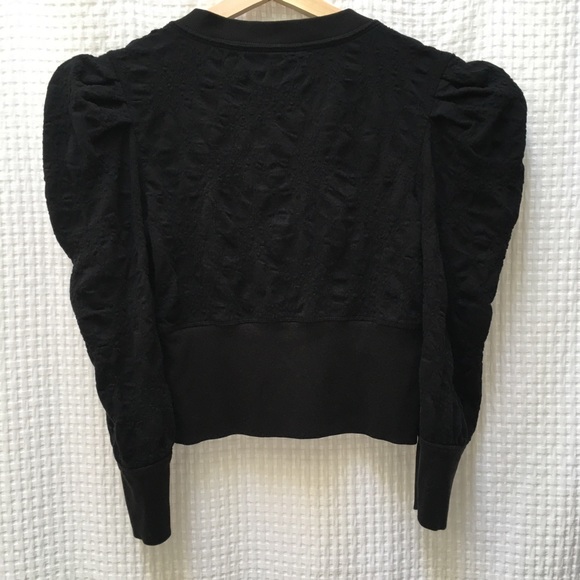 Free People Black Gemma Puff Sleeve Henley Medium - Picture 3 of 4